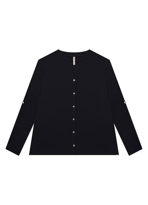 Lunender Mais Mulher - Camisa Plus Size em Viscose com Martingale Preto
