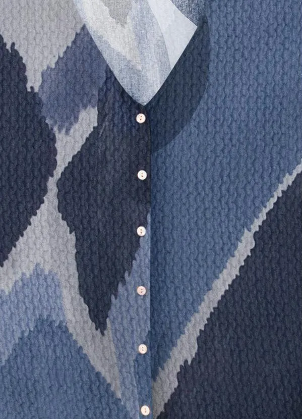 Lunender Mais Mulher - Camisa Plus Size em Viscose Estampada Azul 2