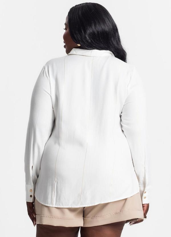 Secret Glam - Camisa Plus Size Manga Longa Bege 2
