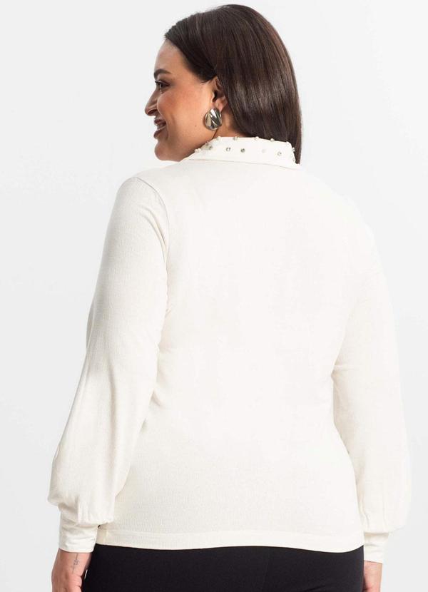Secret Glam - Camisa Plus Size Manga Longa Feminina Bege 2