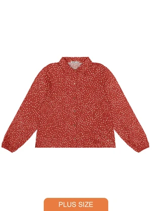 Secret Glam - Camisa Plus Size Manga Longa Vermelho - SECRET GLAM