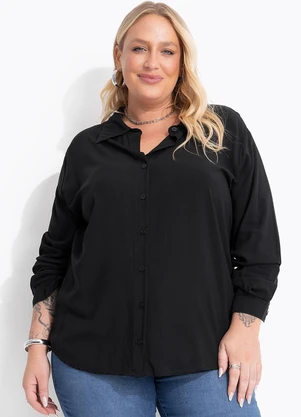 Marguerite - Camisa Preta em Tecido de Viscose - MARGUERITE