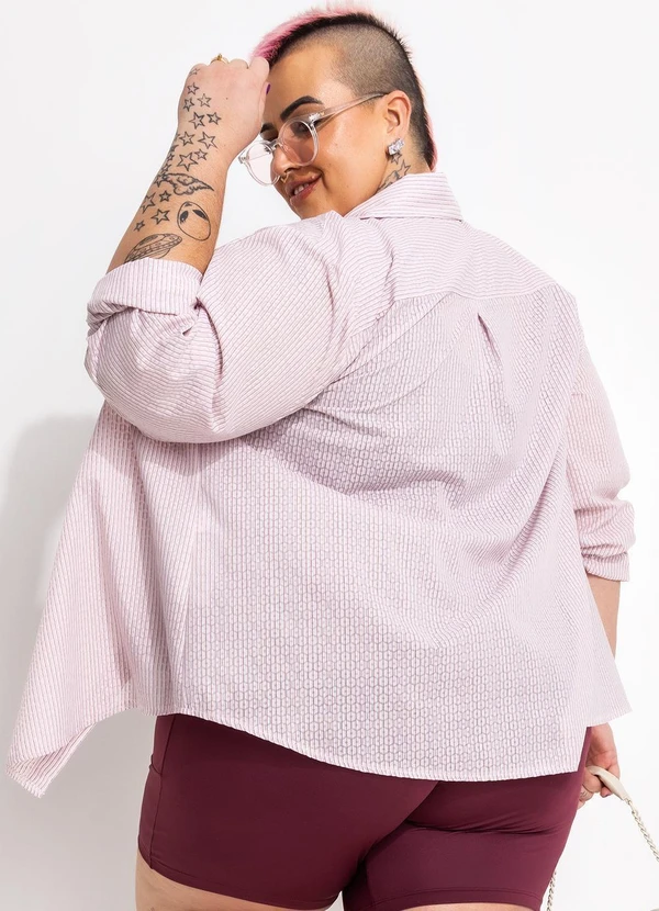 Marguerite - Camisa Rosa Claro em Voil Devorê 6