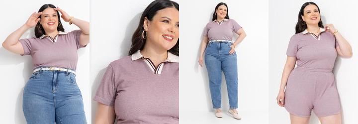 Blusa Roxo Claro com Gola Polo