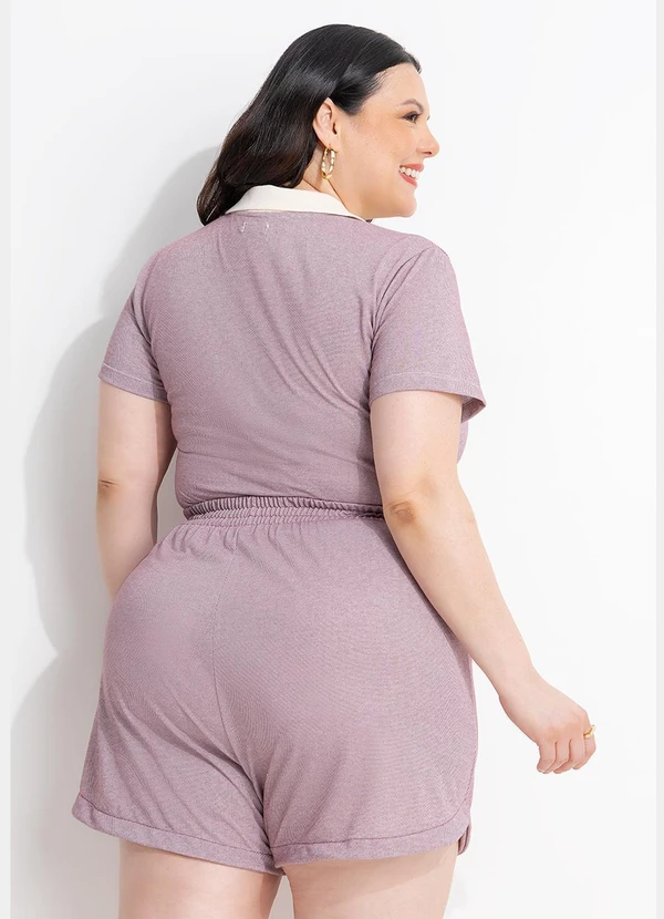 Marguerite - Blusa Roxo Claro) com Gola Polo