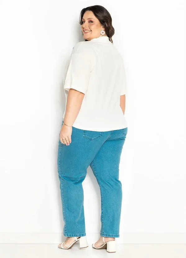 Marguerite - Camisa Polo Off White com Bordado Plus Size 5