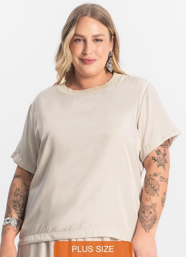 Secret Glam - Blusa Acetinada Plus Size Bege