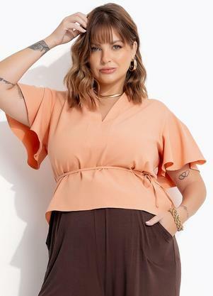 Blusa (Bege) em Crepe Plano