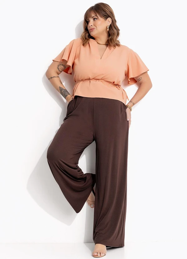 Marguerite - Blusa Bege em Crepe Plano 8