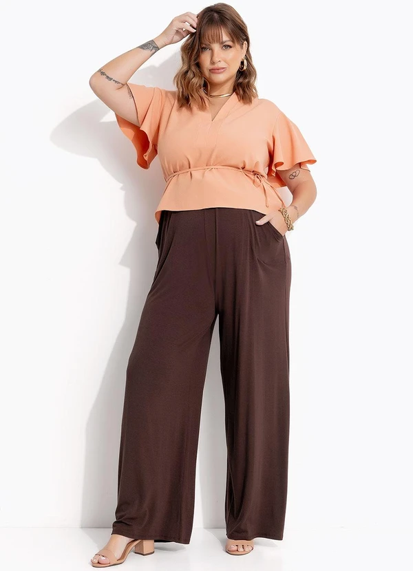 Marguerite - Blusa Bege em Crepe Plano 6