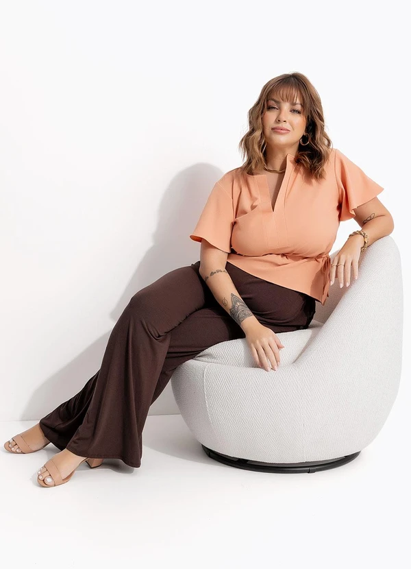 Marguerite - Blusa Bege em Crepe Plano 5