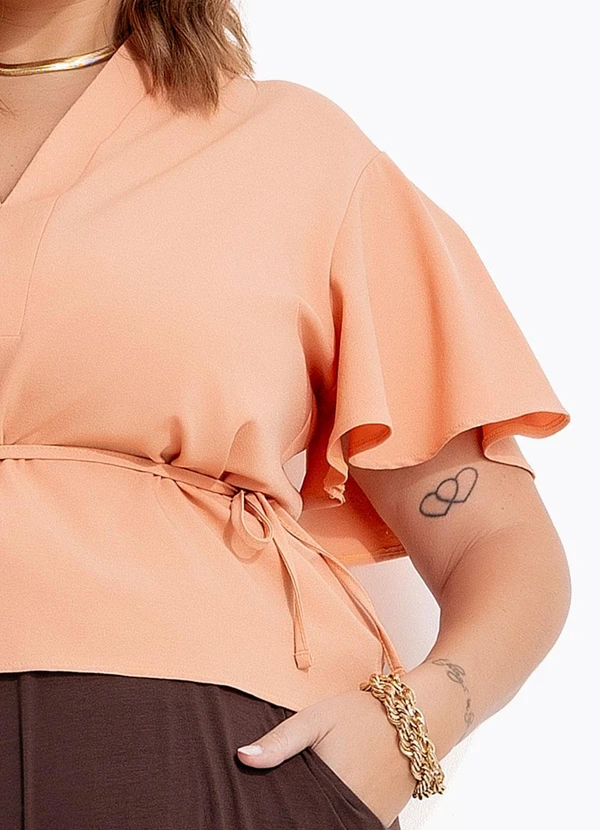 Marguerite - Blusa Bege em Crepe Plano 2