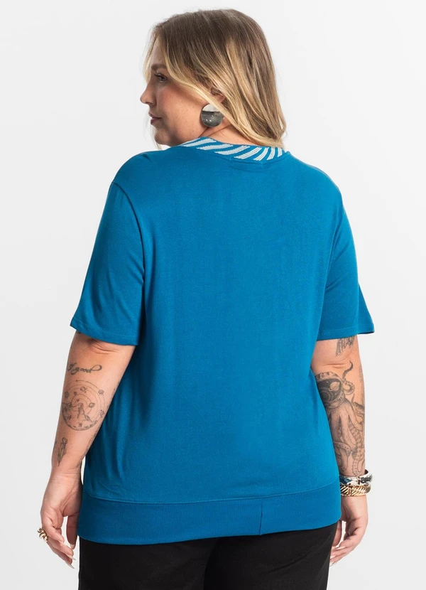 Secret Glam - Blusa Feminina Manga Curta Azul 2