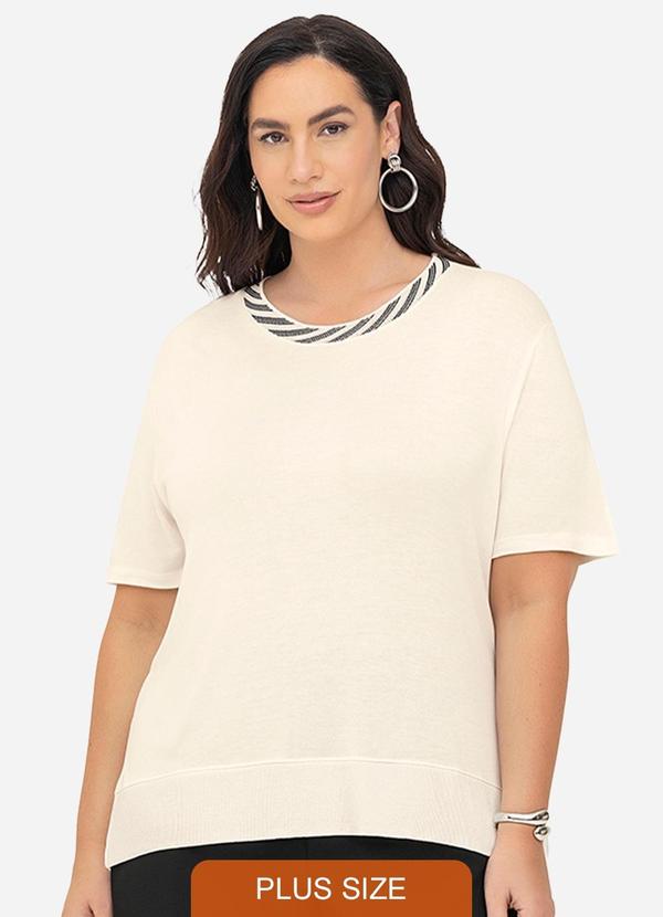 Secret Glam - Blusa Feminina Manga Curta Bege