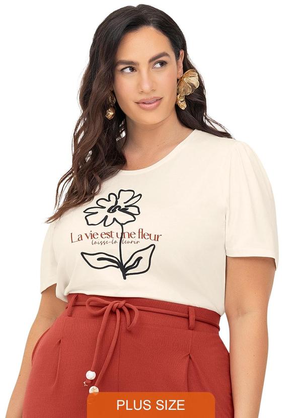 Secret Glam - Blusa Feminina Manga Curta Bege 1