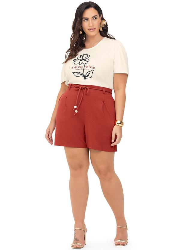 Secret Glam - Blusa Feminina Manga Curta Bege 2