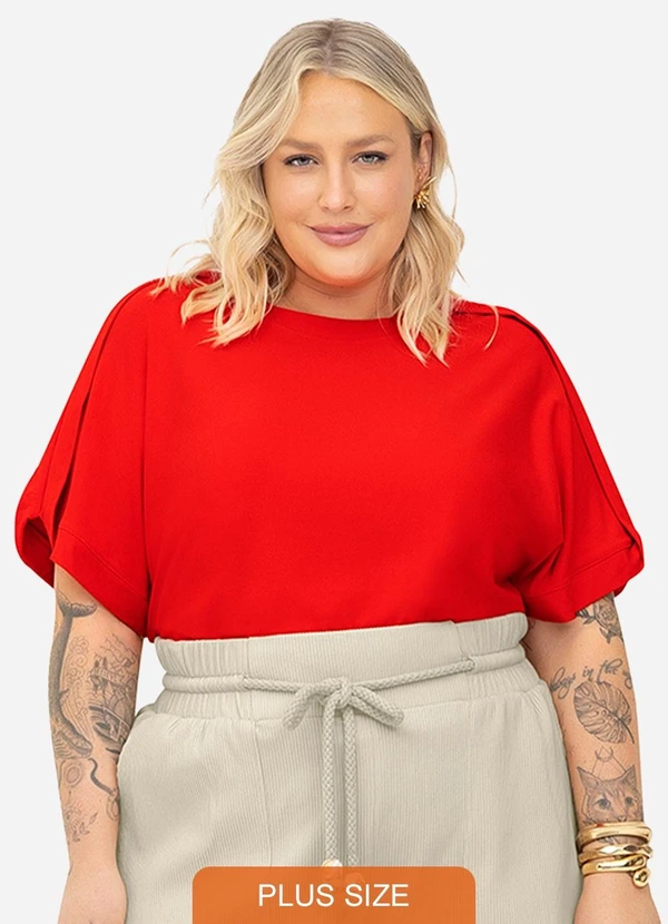 Secret Glam - Blusa Feminina Manga Curta Laranja