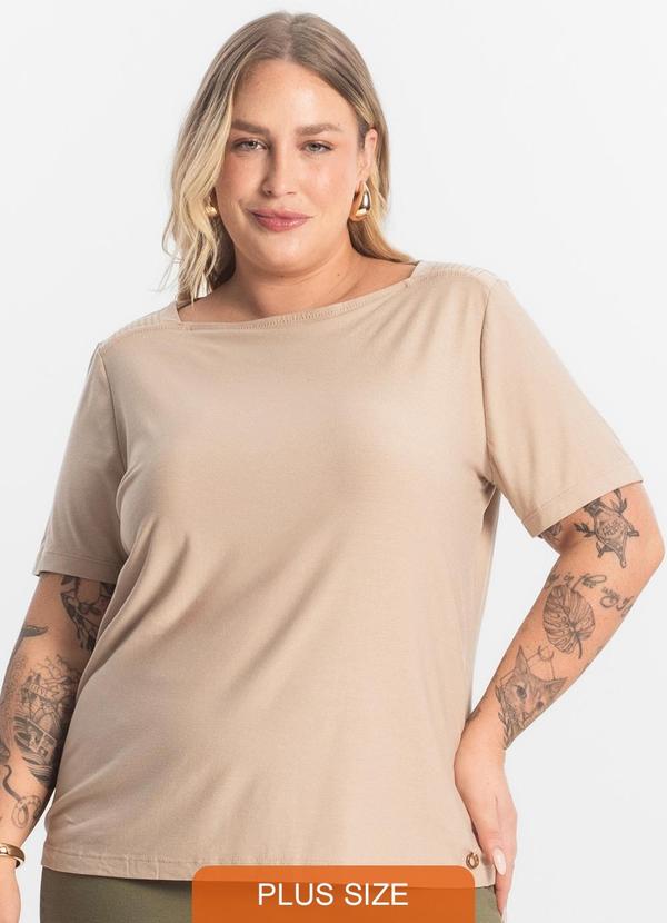 Secret Glam - Blusa Feminina Manga Curta Marrom