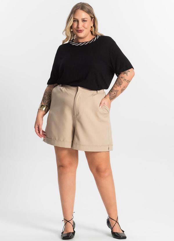 Secret Glam - Blusa Feminina Manga Curta Preto 3