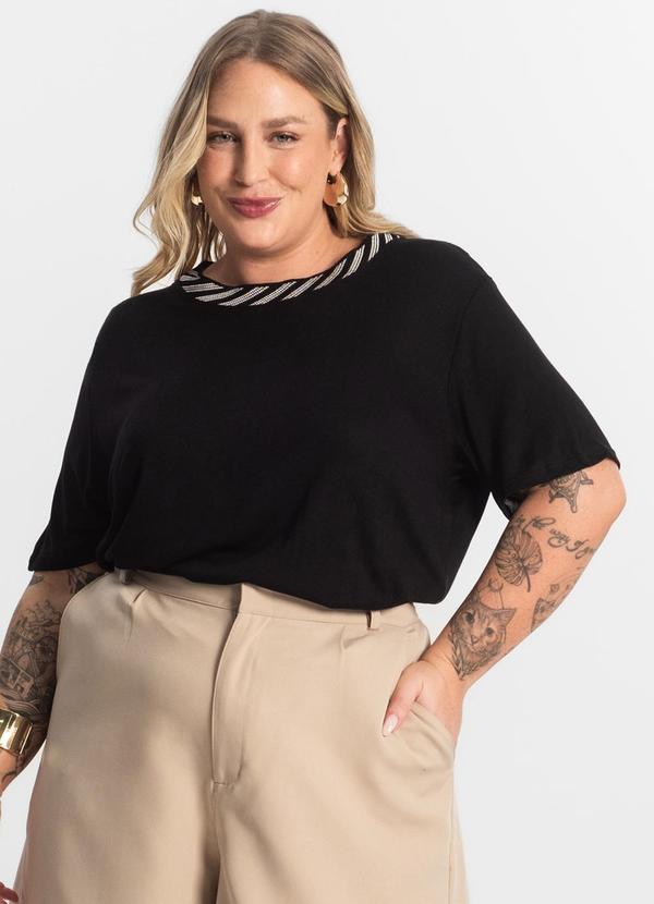 Secret Glam - Blusa Feminina Manga Curta Preto 4