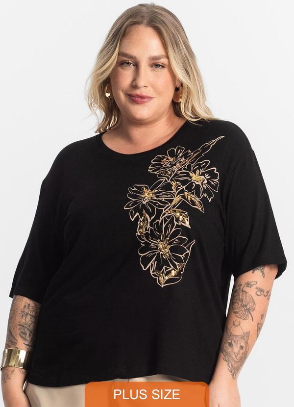 Secret Glam - Blusa Feminina Manga Curta Preto 1