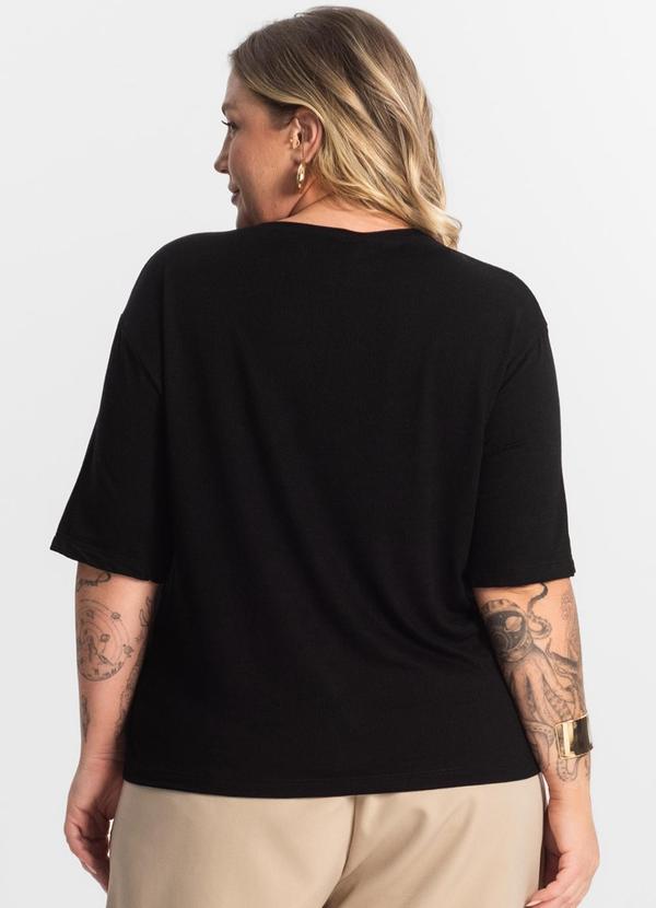 Secret Glam - Blusa Feminina Manga Curta Preto 2