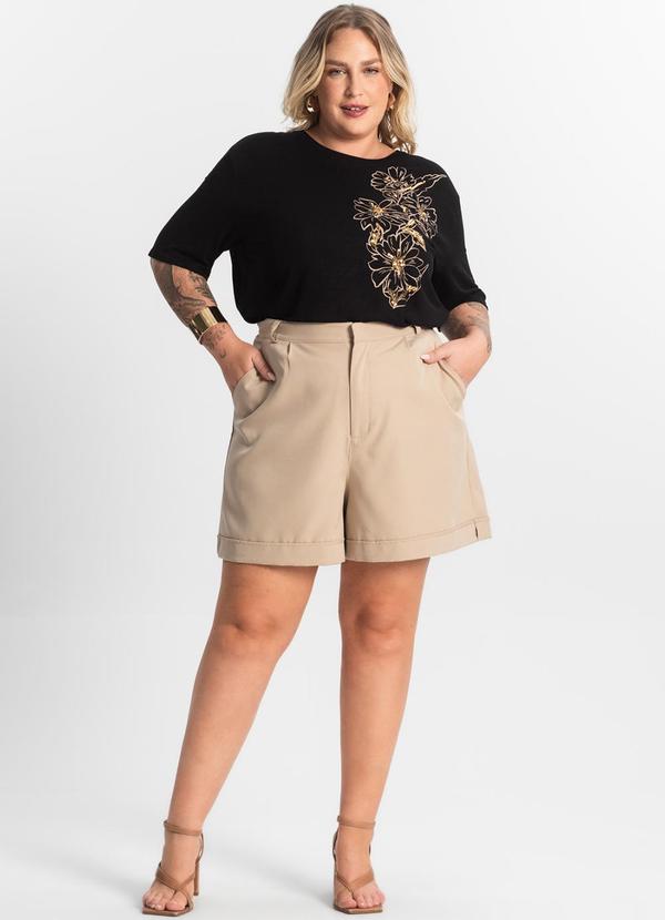 Secret Glam - Blusa Feminina Manga Curta Preto 3