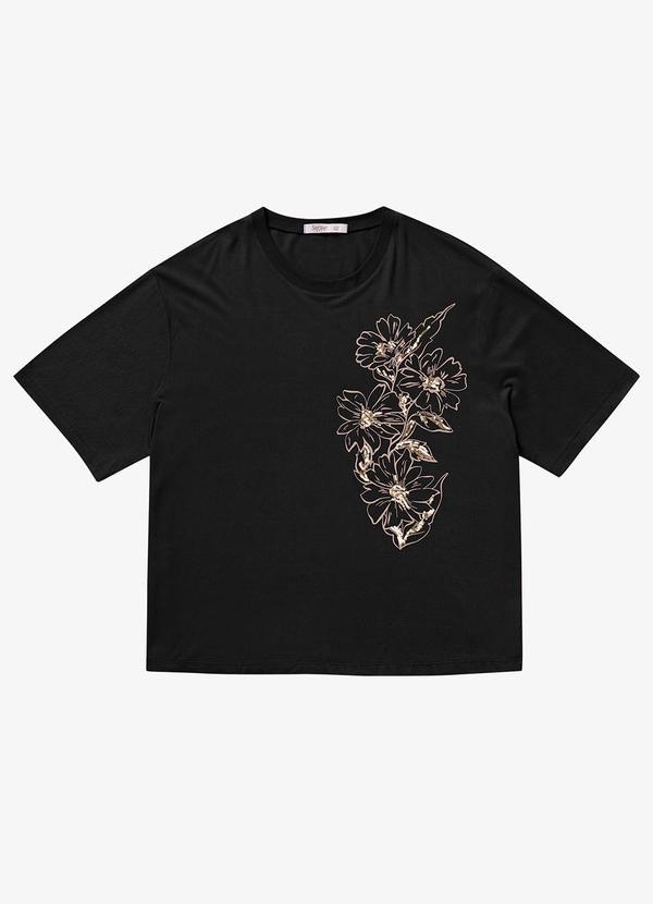 Secret Glam - Blusa Feminina Manga Curta Preto 5