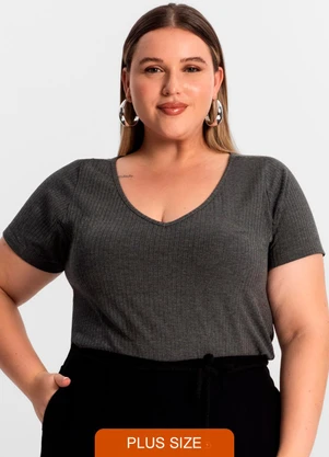 Infinita Cor - Blusa Feminina Plus Size Cinza - INFINITA COR
