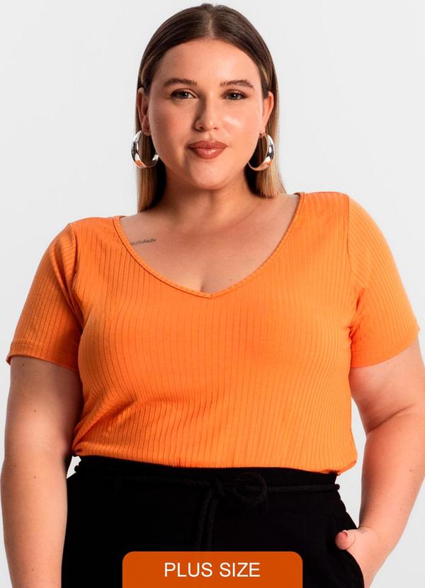 Infinita Cor - Blusa Feminina Plus Size Laranja