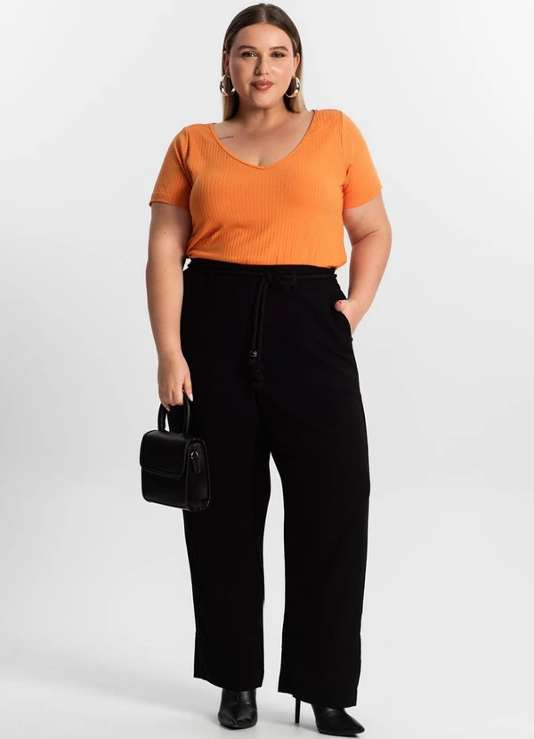 Infinita Cor - Blusa Feminina Plus Size Laranja 3