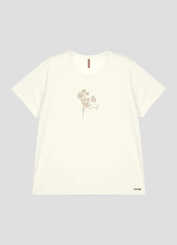 Cereja Rosa - Blusa Feminina Plus Size em Meia Malha com Estampa Branco