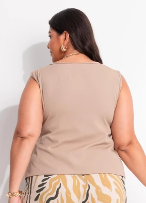 Marguerite - Blusa Natural em Crepe Plano Sarjado - MARGUERITE