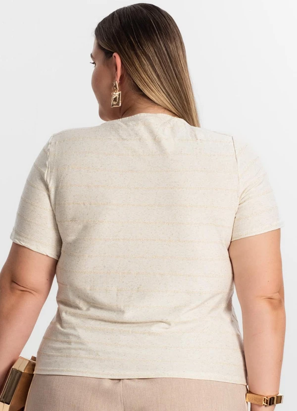 Secret Glam - Blusa Plus Size com Listras Bege 2