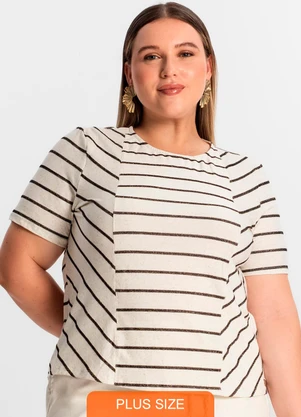 Secret Glam - Blusa Plus Size com Listras Preto - SECRET GLAM