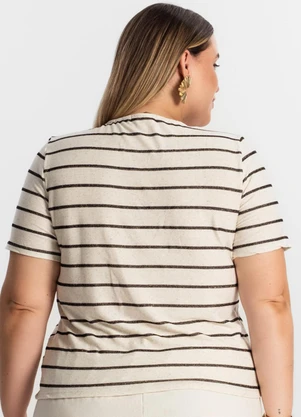 Secret Glam - Blusa Plus Size com Listras Preto - SECRET GLAM