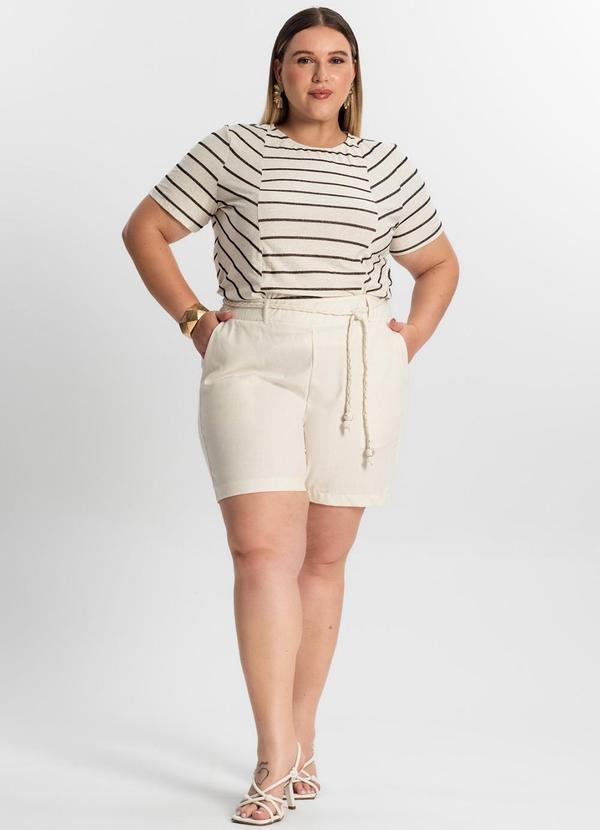 Secret Glam - Blusa Plus Size com Listras Preto 3