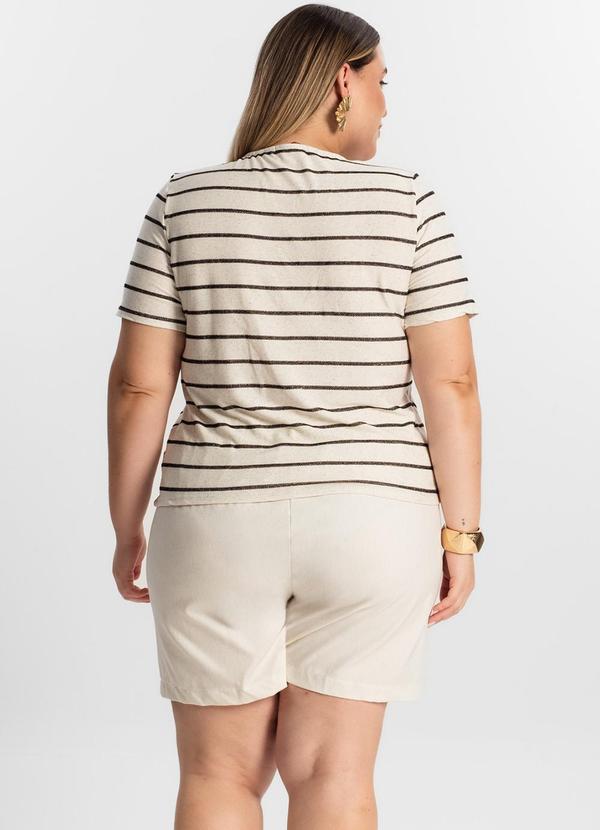 Secret Glam - Blusa Plus Size com Listras Preto 4