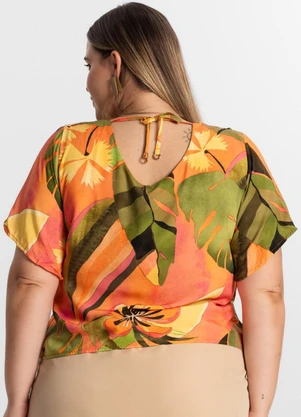 Secret Glam - Blusa Plus Size Estampada Laranja - SECRET GLAM
