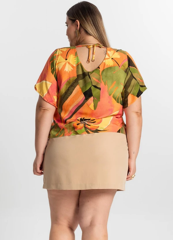 Secret Glam - Blusa Plus Size Estampada Laranja 4