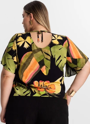 Secret Glam - Blusa Plus Size Estampada Preto - SECRET GLAM