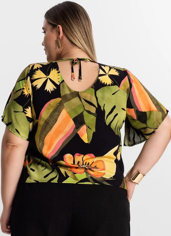 Secret Glam - Blusa Plus Size Estampada Preto 2