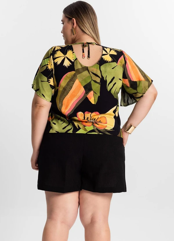 Secret Glam - Blusa Plus Size Estampada Preto 4