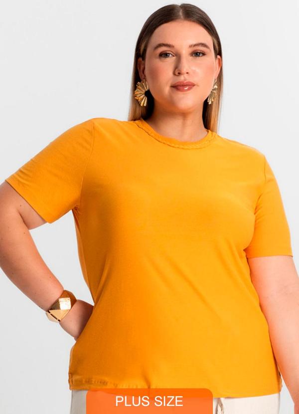 Secret Glam - Blusa Plus Size Manga Curta Amarelo
