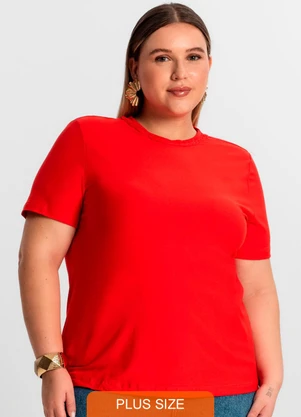 Secret Glam - Blusa Plus Size Manga Curta Laranja - SECRET GLAM