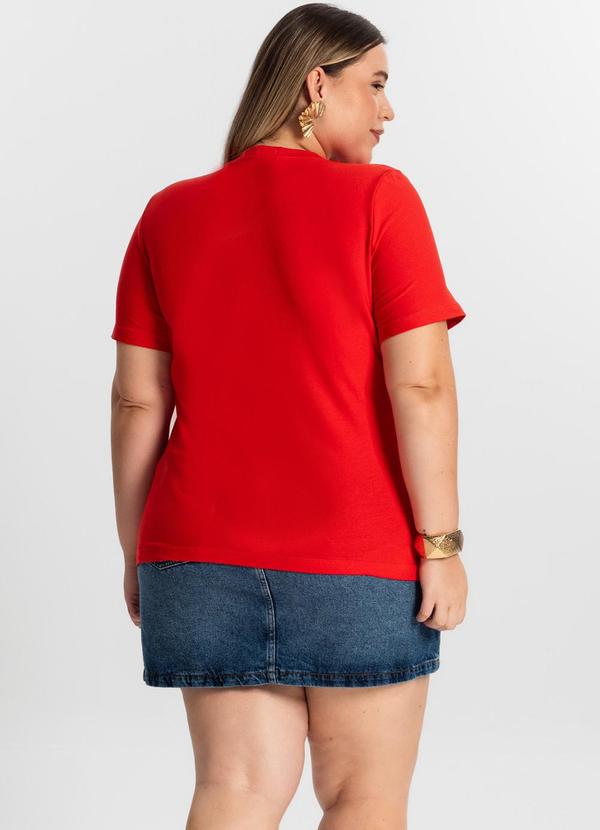 Secret Glam - Blusa Plus Size Manga Curta Laranja 4