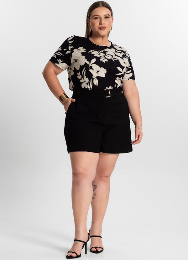 Secret Glam - Blusa Plus Size Manga Curta Secret Glam Preto 3