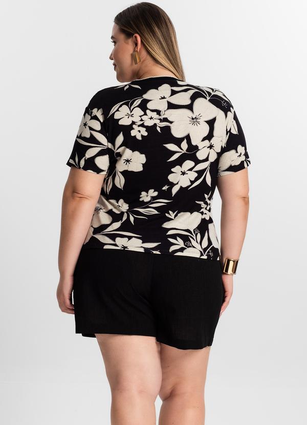 Secret Glam - Blusa Plus Size Manga Curta Secret Glam Preto 4
