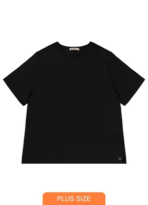 Secret Glam - Blusa Plus Size Manga Curta Preto - SECRET GLAM