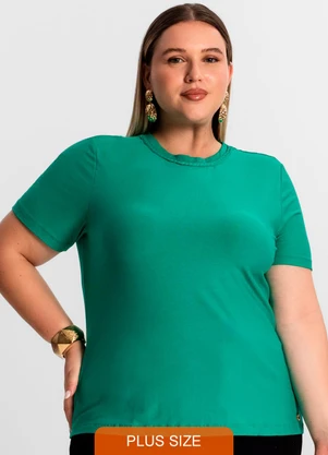 Secret Glam - Blusa Plus Size Manga Curta Verde - SECRET GLAM